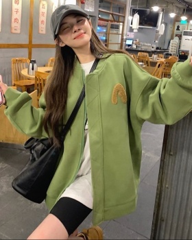 Loose letters coat green baseball uniforms for women