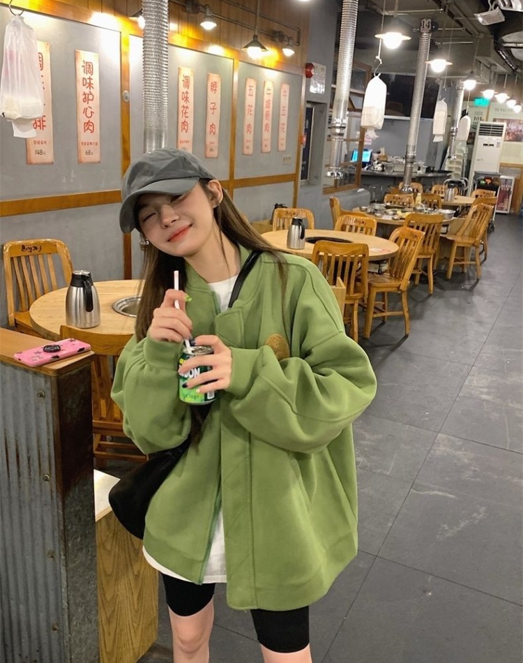 Loose letters coat green baseball uniforms for women