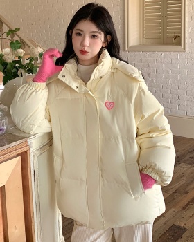 Thick loose down quilted cotton coat for women