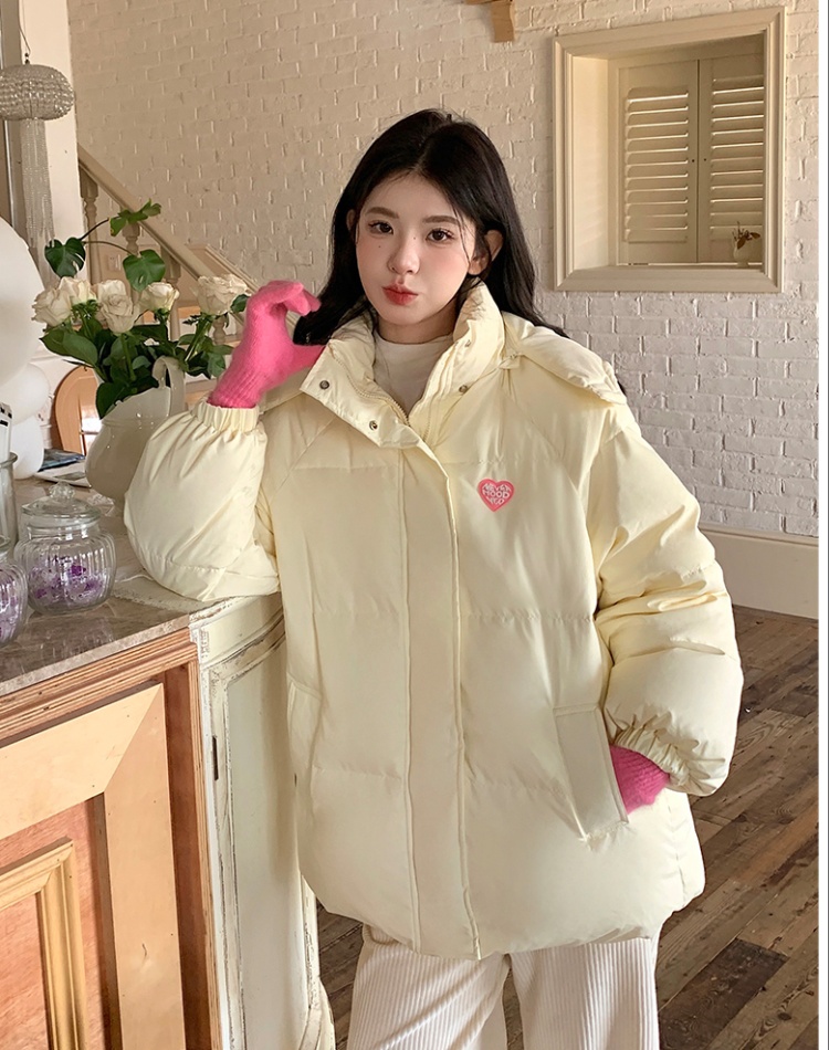 Thick loose down quilted cotton coat for women