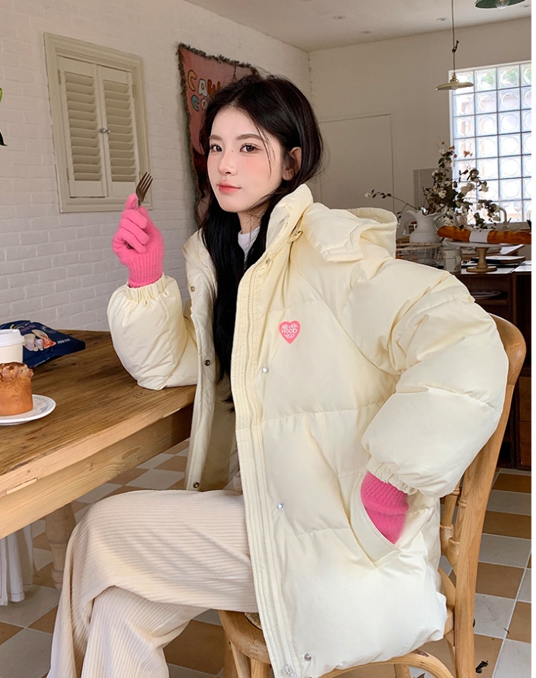 Thick loose down quilted cotton coat for women