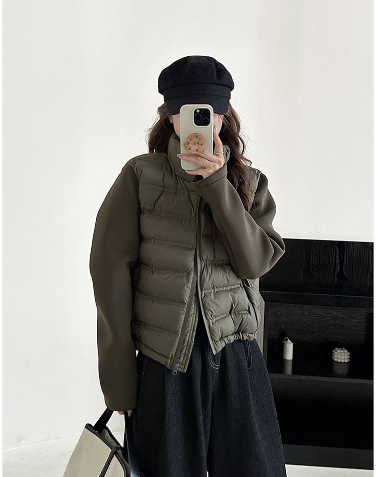 Splice autumn and winter jacket cotton cstand collar coat for women