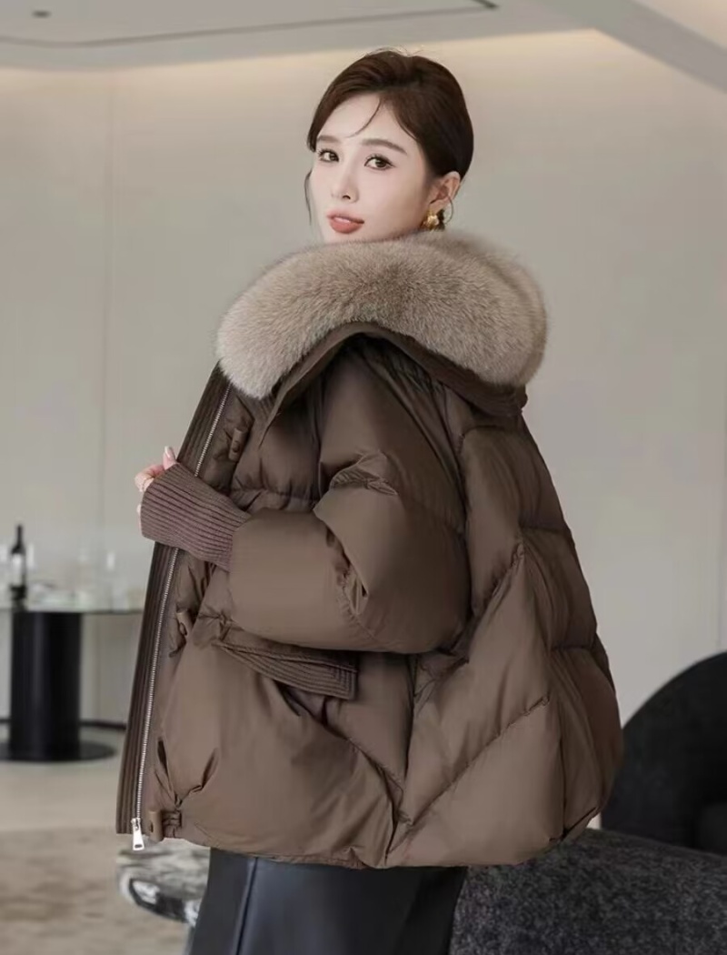 White horn buckle cotton coat autumn and winter coat for women