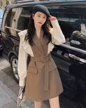 Korean style pinched waist business suit slim autumn dress