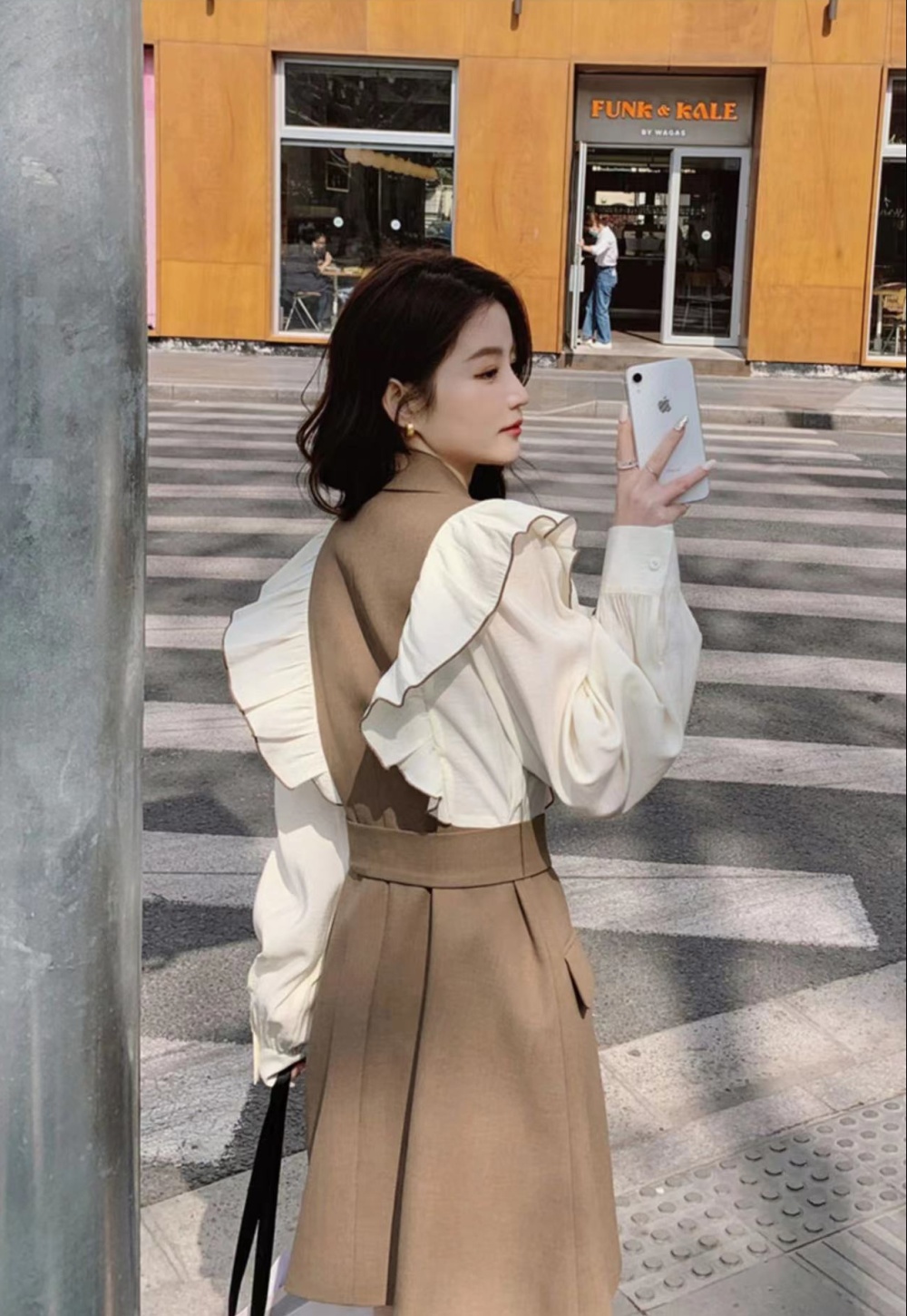 Korean style pinched waist business suit slim autumn dress