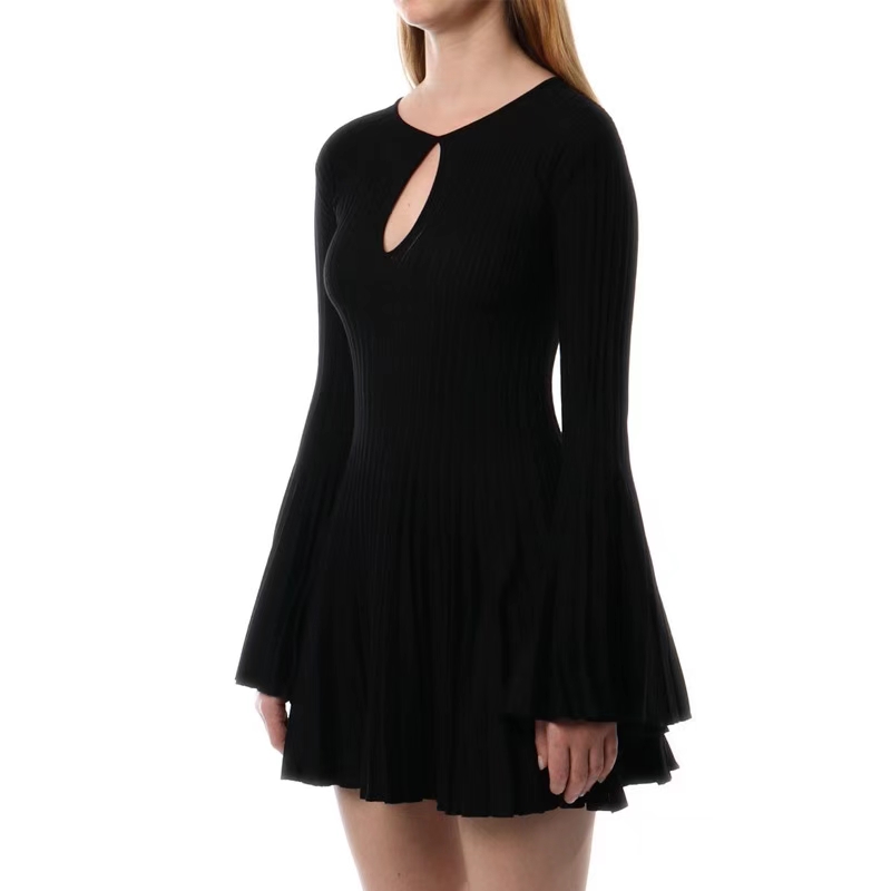 Pleated T-back pinched waist dress for women