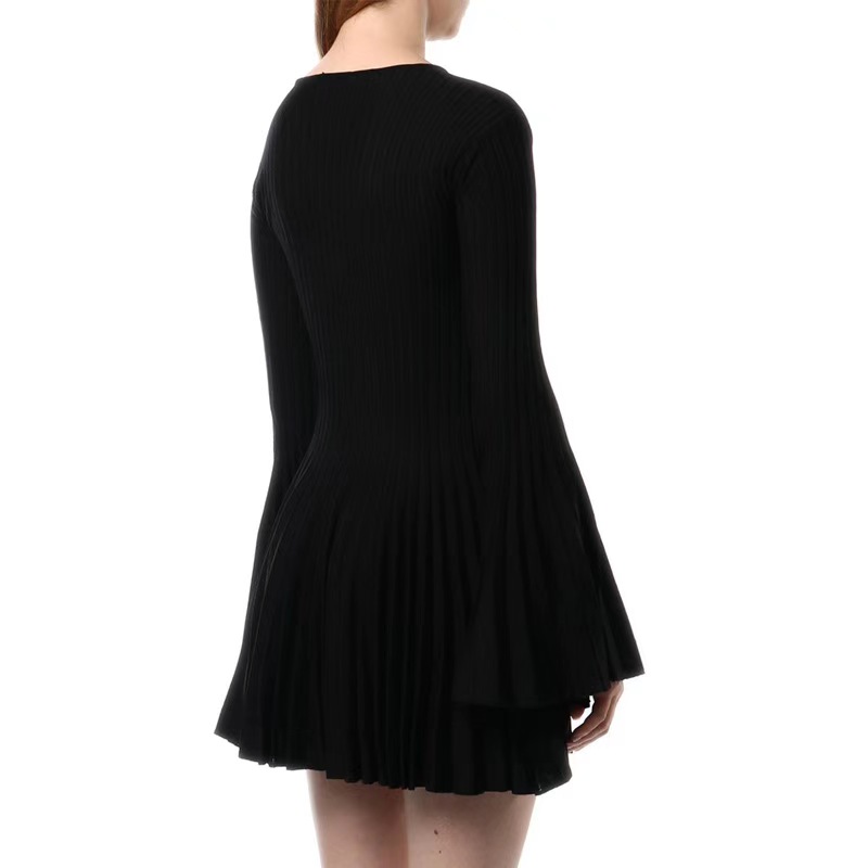 Pleated T-back pinched waist dress for women