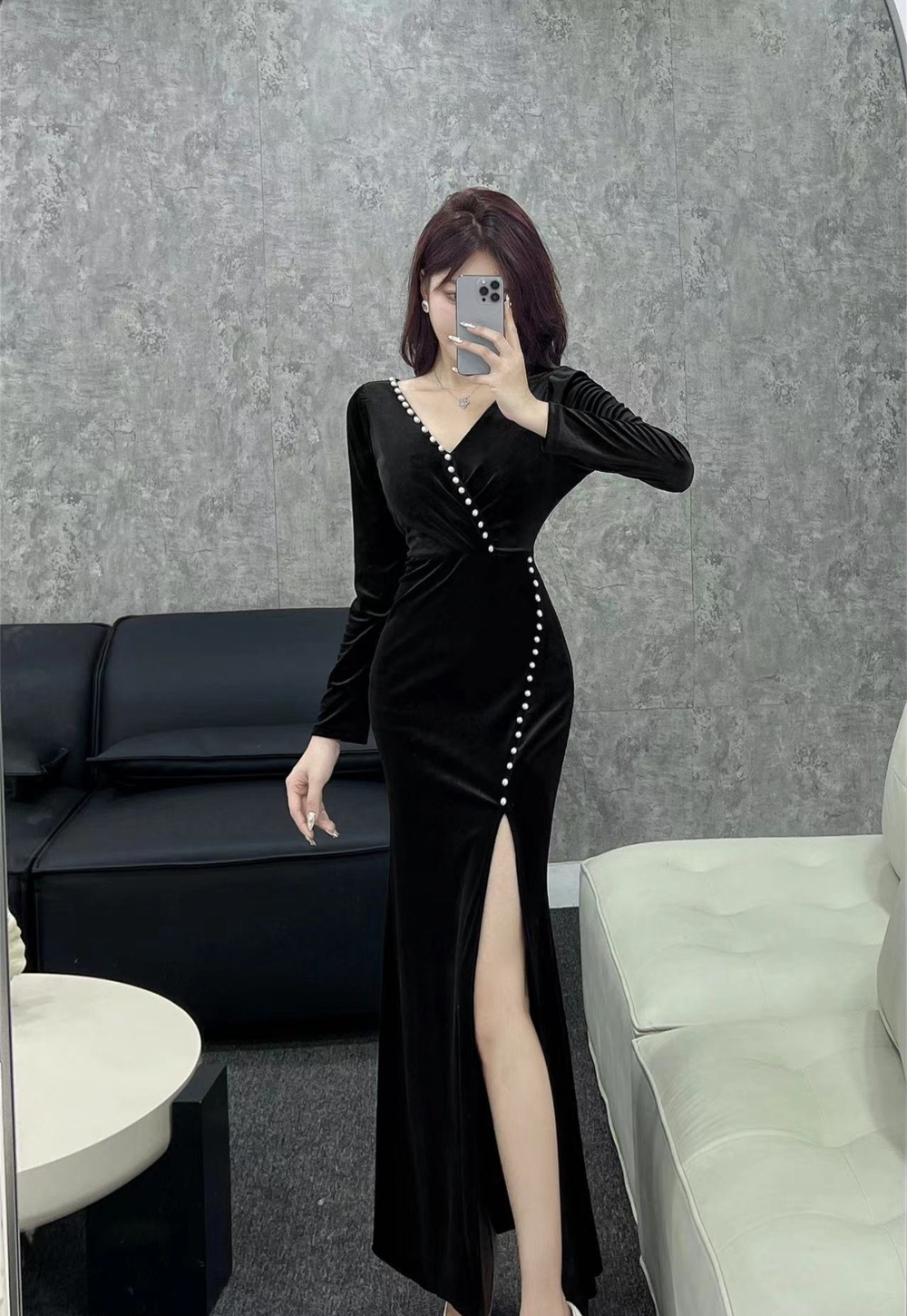 Sexy long sleeve long dress mermaid formal dress for women