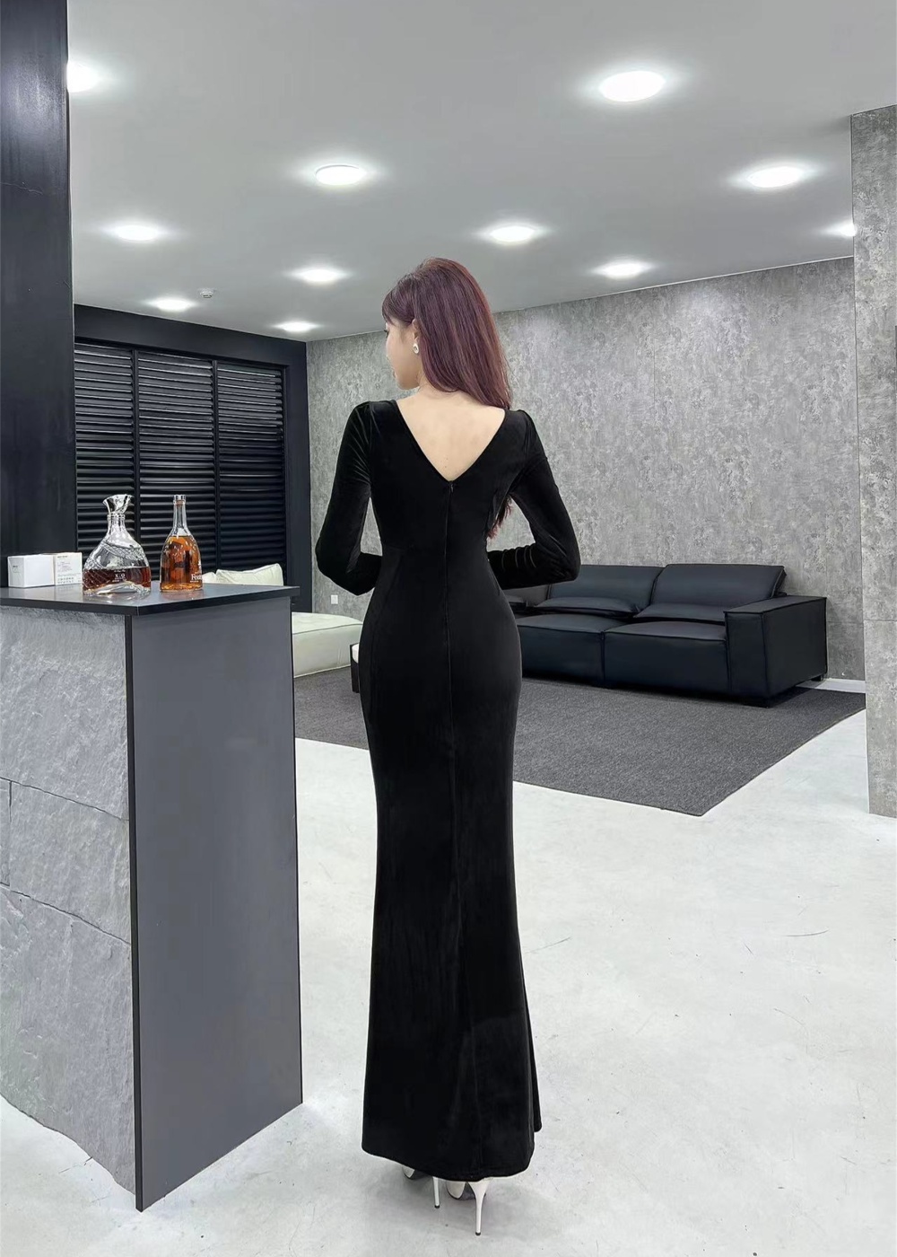 Sexy long sleeve long dress mermaid formal dress for women