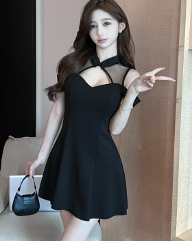 Gauze pinched waist dress big skirt cheongsam