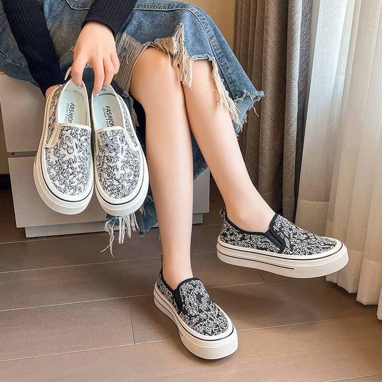 Spring and autumn canvas shoes thick crust shoes for women