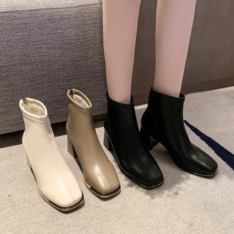 Lady fashion short boots thick square head martin boots