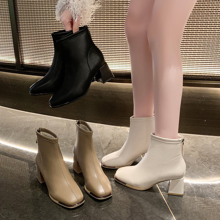 Lady fashion short boots thick square head martin boots