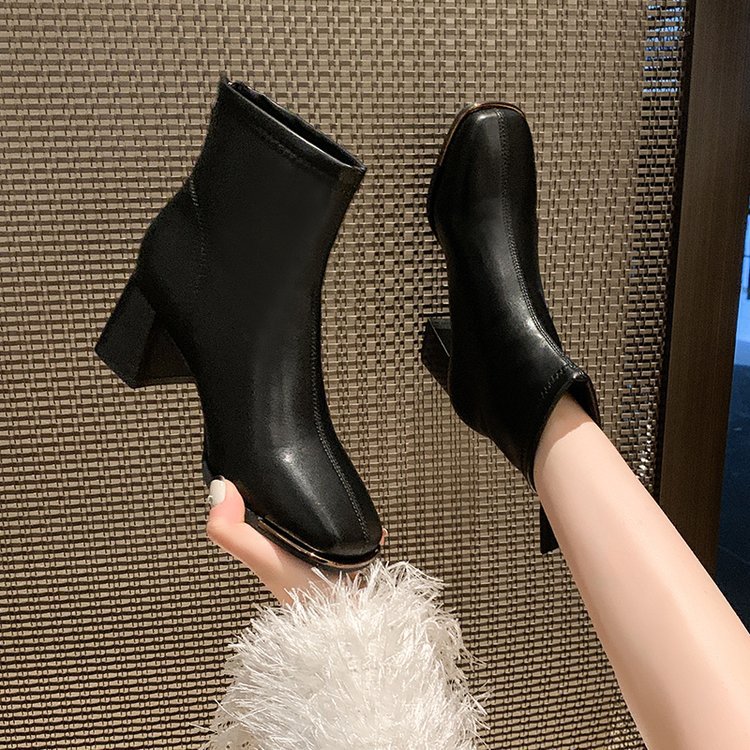 Lady fashion short boots thick square head martin boots