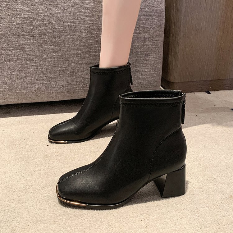 Lady fashion short boots thick square head martin boots