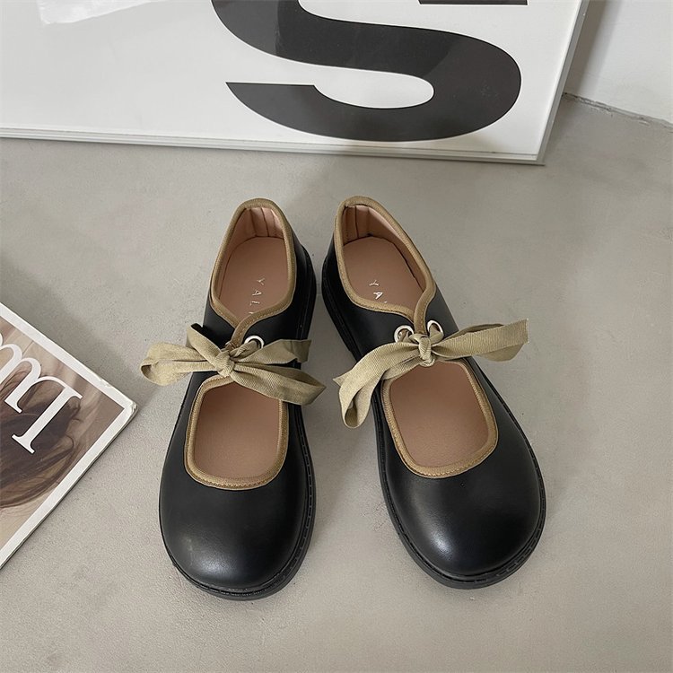 Frenum leather shoes France style flattie for women