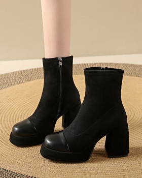 Winter high-heeled boots thick short boots for women