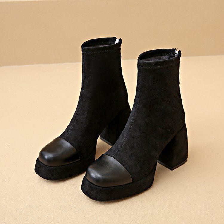 Square head thick short boots fashion boots