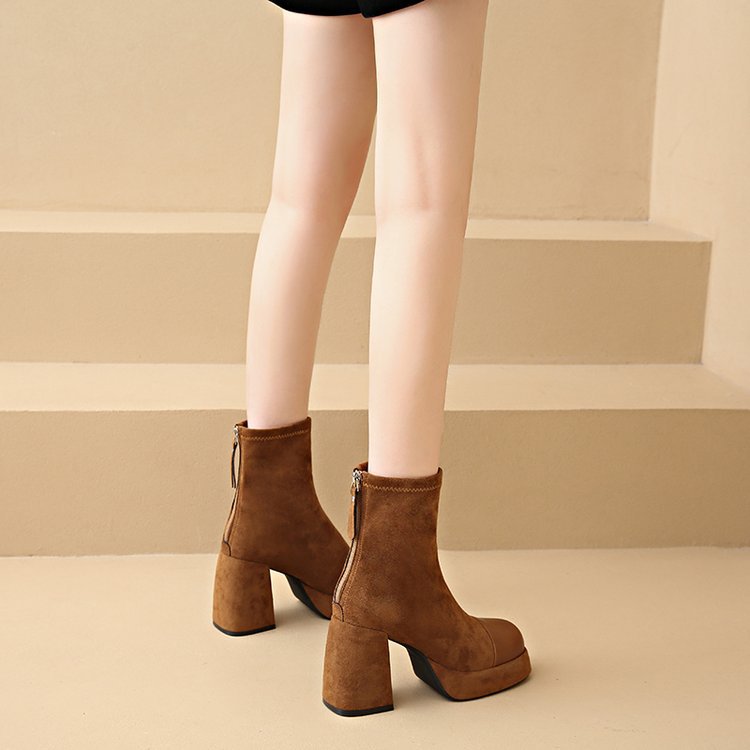 Square head thick short boots fashion boots