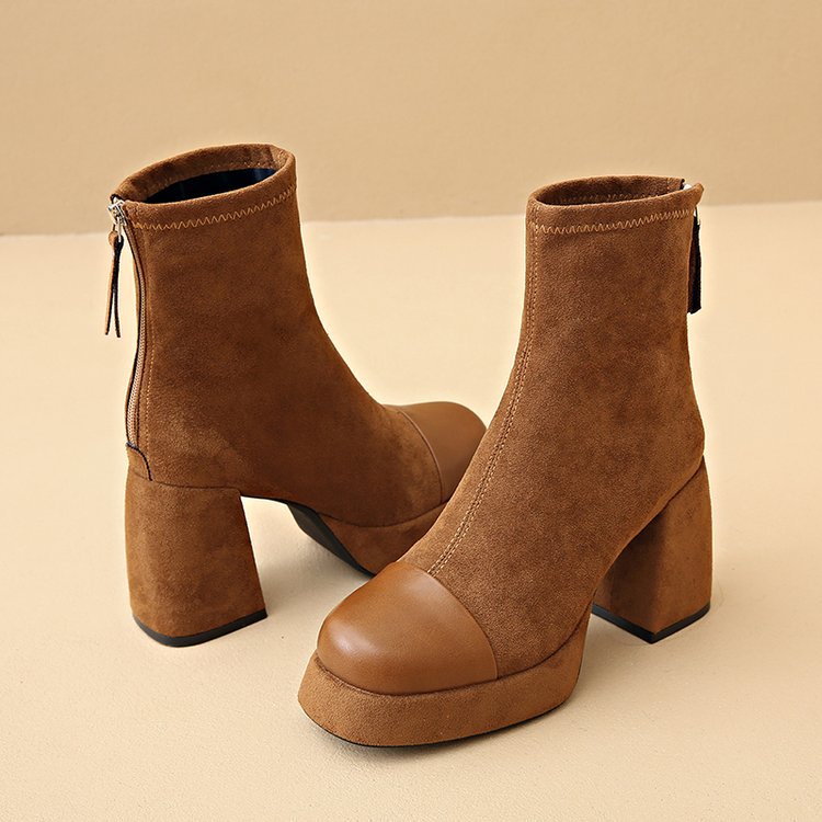 Square head thick short boots fashion boots