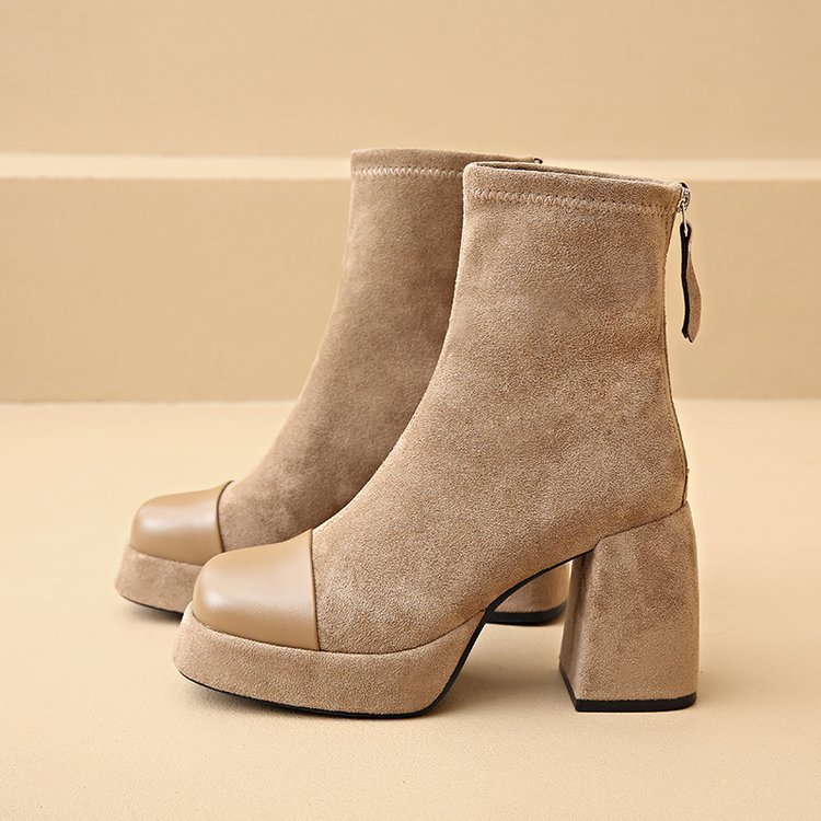 Square head thick short boots fashion boots