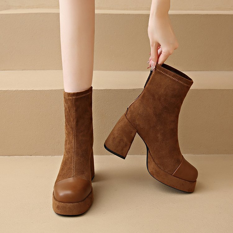 Square head thick short boots fashion boots