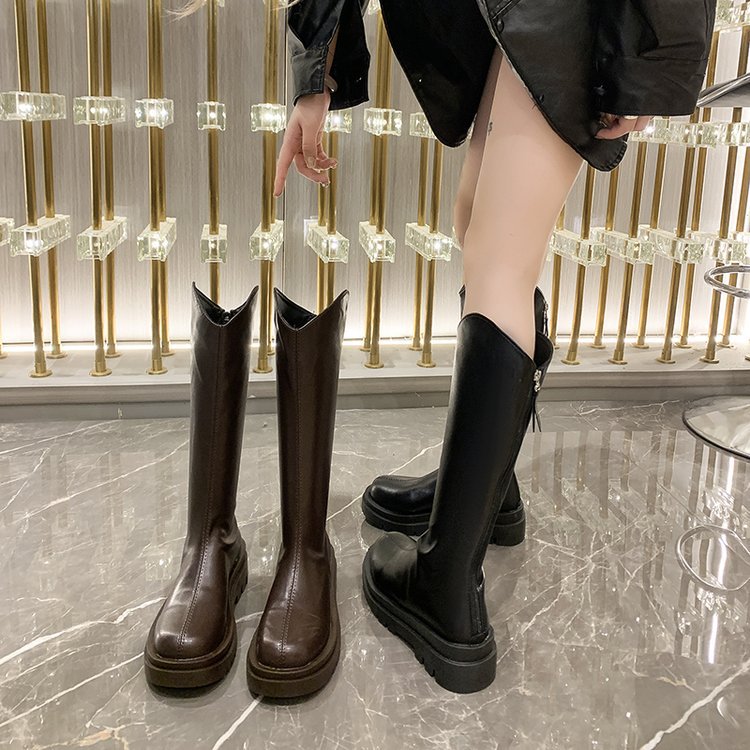 Square head women's boots not exceed knee thigh boots for women