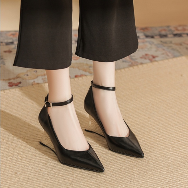 Slipsole autumn high-heeled shoes pointed temperament shoes