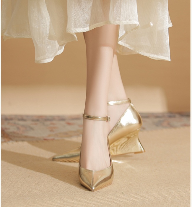 Slipsole autumn high-heeled shoes pointed temperament shoes