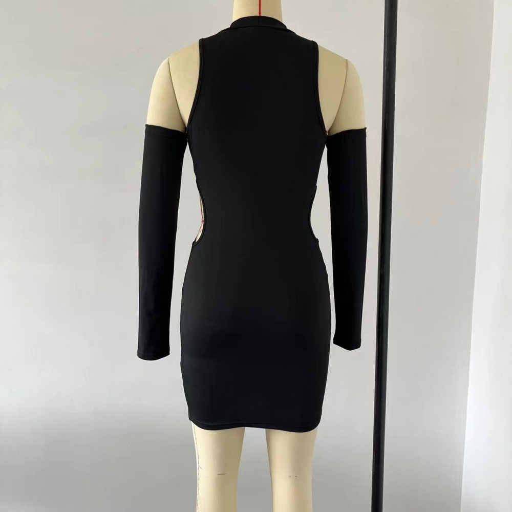 Sexy hollow T-back package hip dress for women