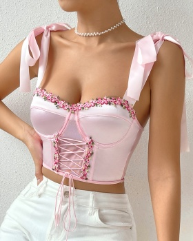 European style rims corset bandage flowers vest for women