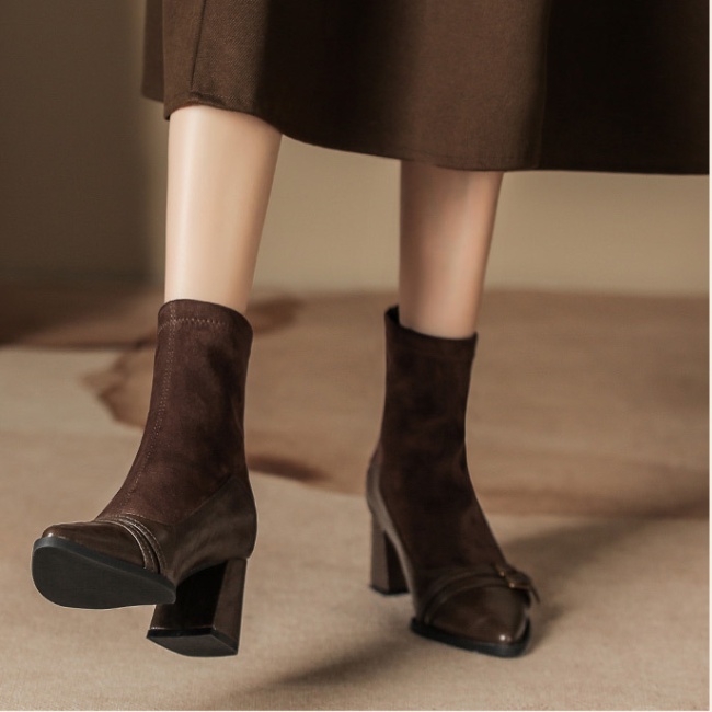 Retro short boots elasticity half Boots for women