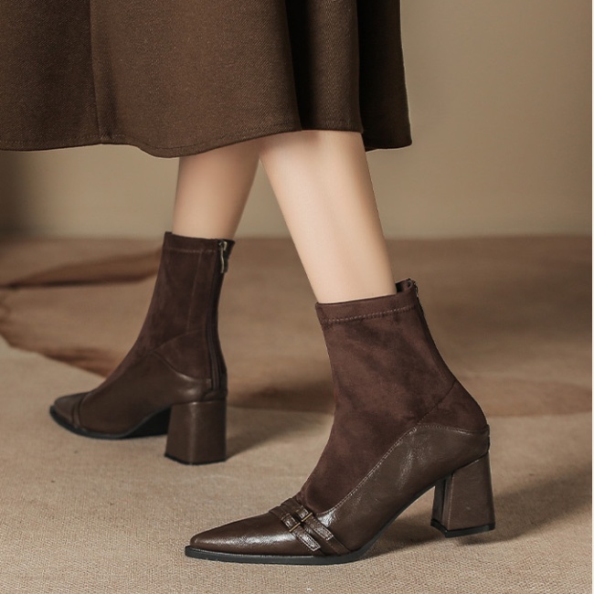 Retro short boots elasticity half Boots for women