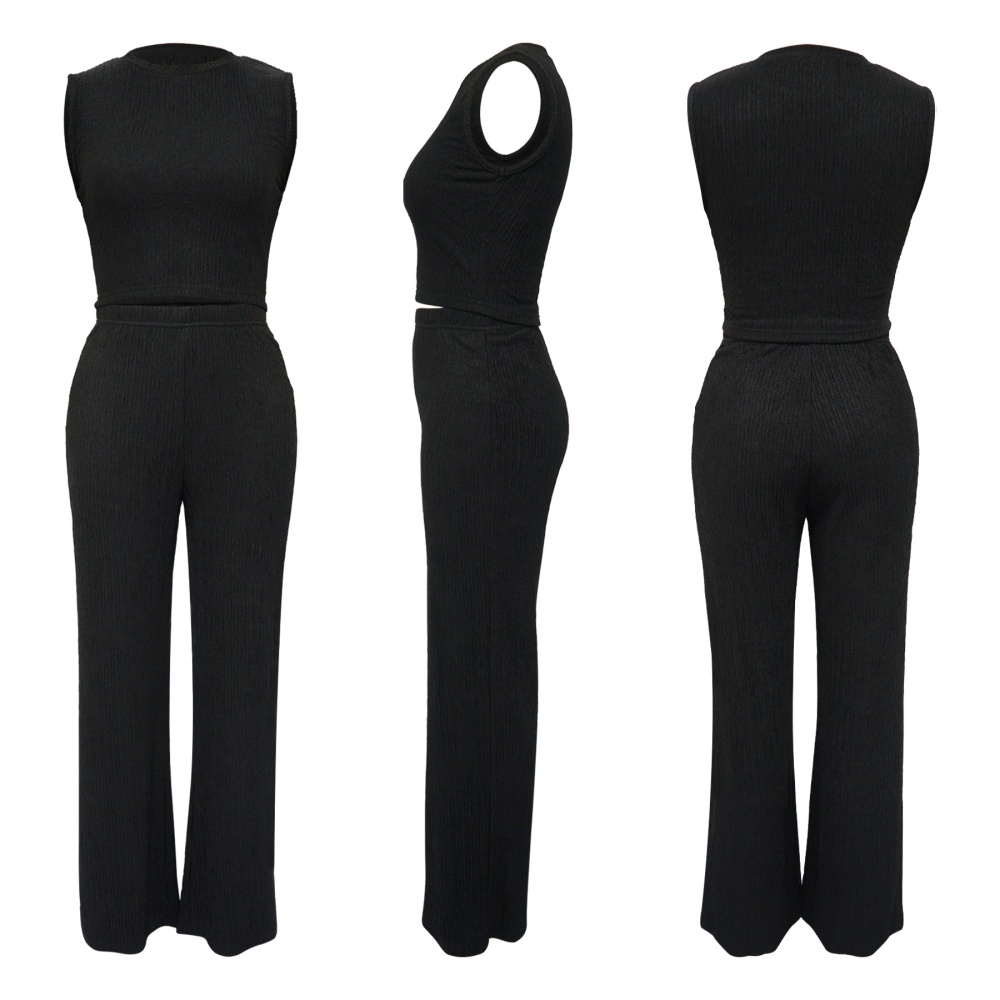 Autumn and winter wide leg pants vest 3pcs set for women