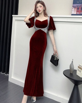 Bride retro mermaid evening dress ladies France style dress