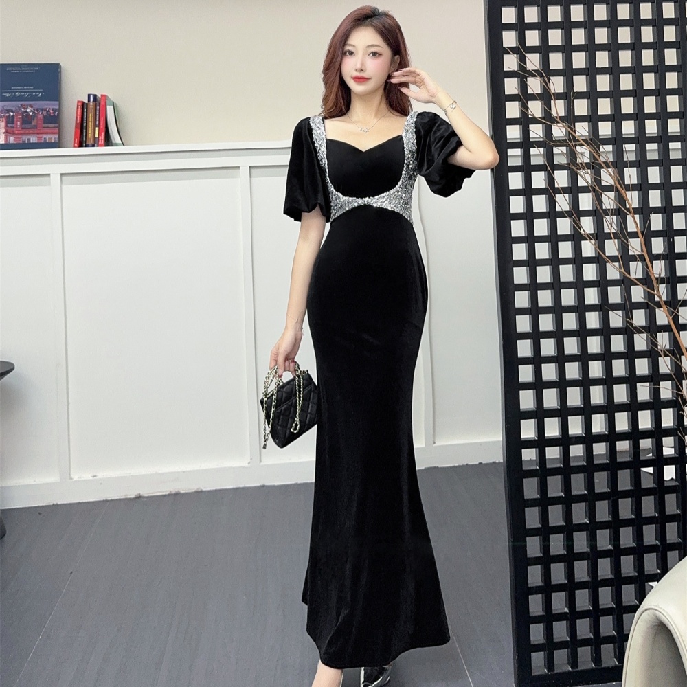 Bride retro mermaid evening dress ladies France style dress