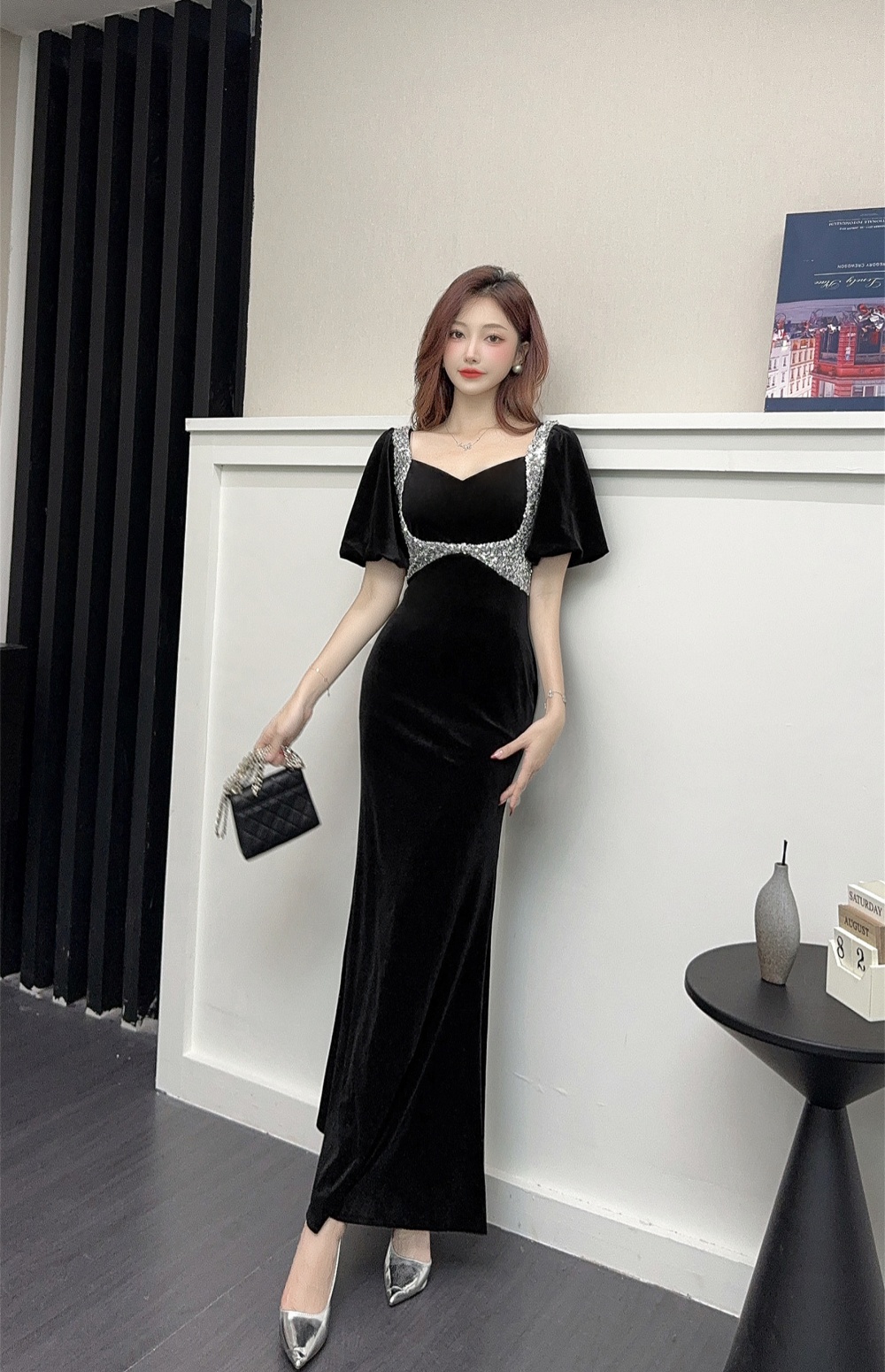 Bride retro mermaid evening dress ladies France style dress