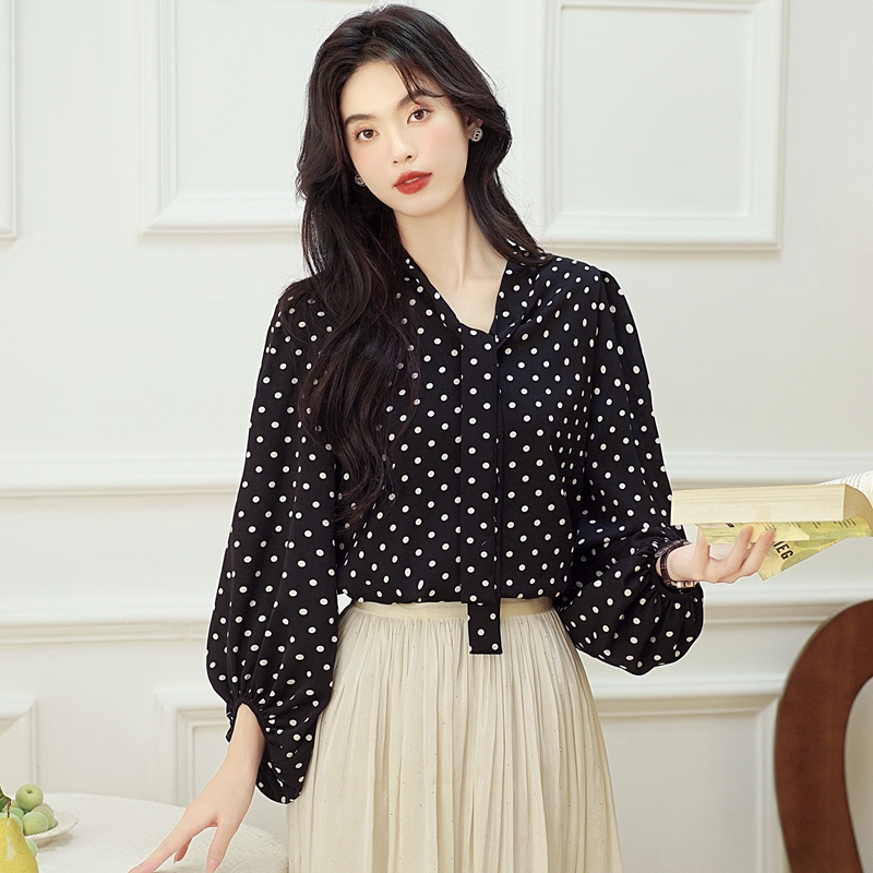 Printing niche tops autumn streamer shirt for women