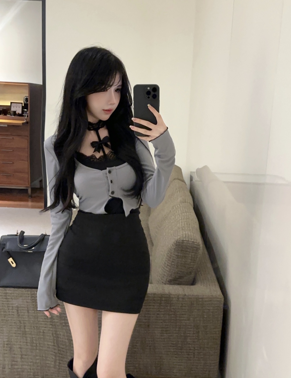 Long sleeve Pseudo-two fashion spicegirl dress for women