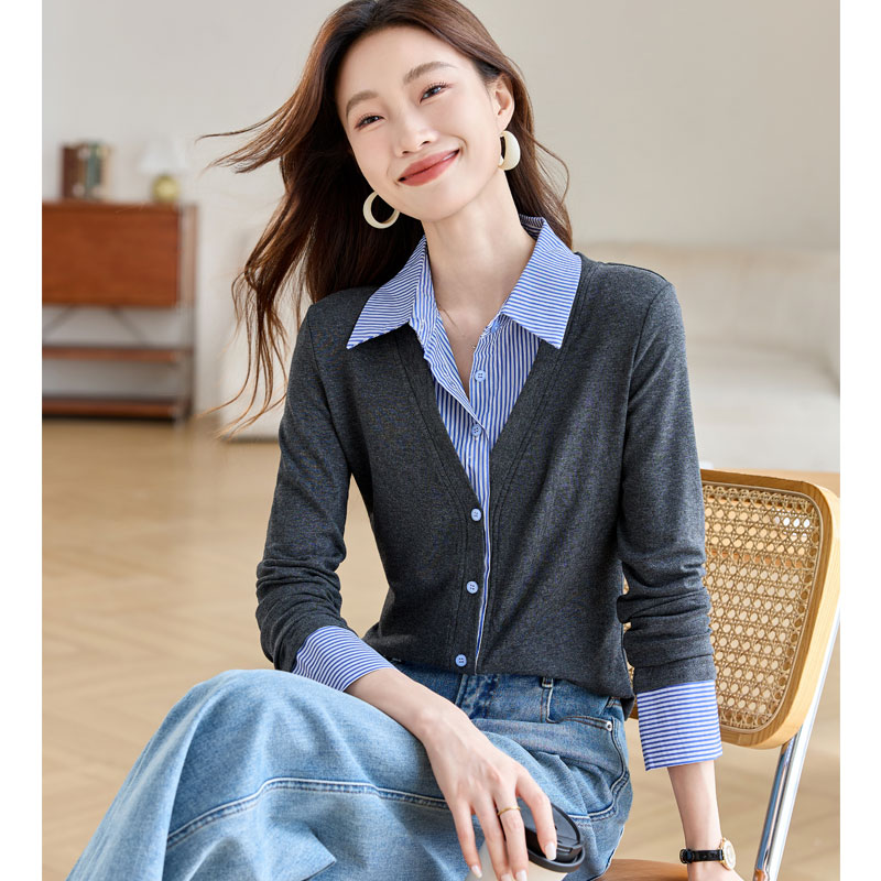 Lazy splice shirt temperament sweater for women