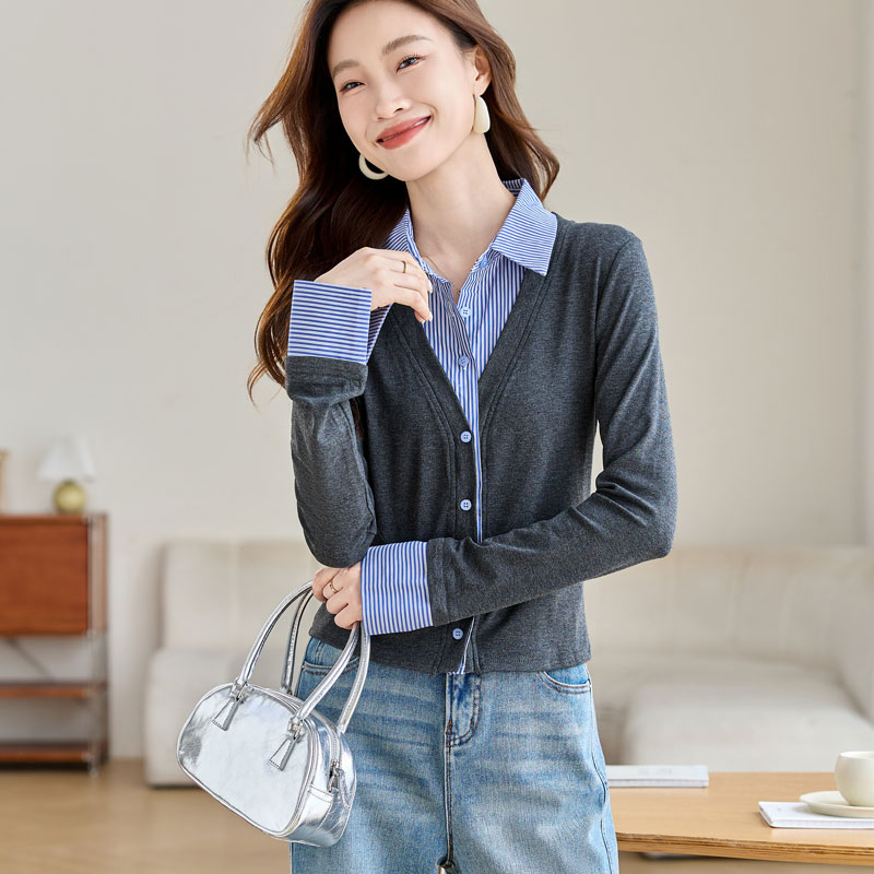 Lazy splice shirt temperament sweater for women