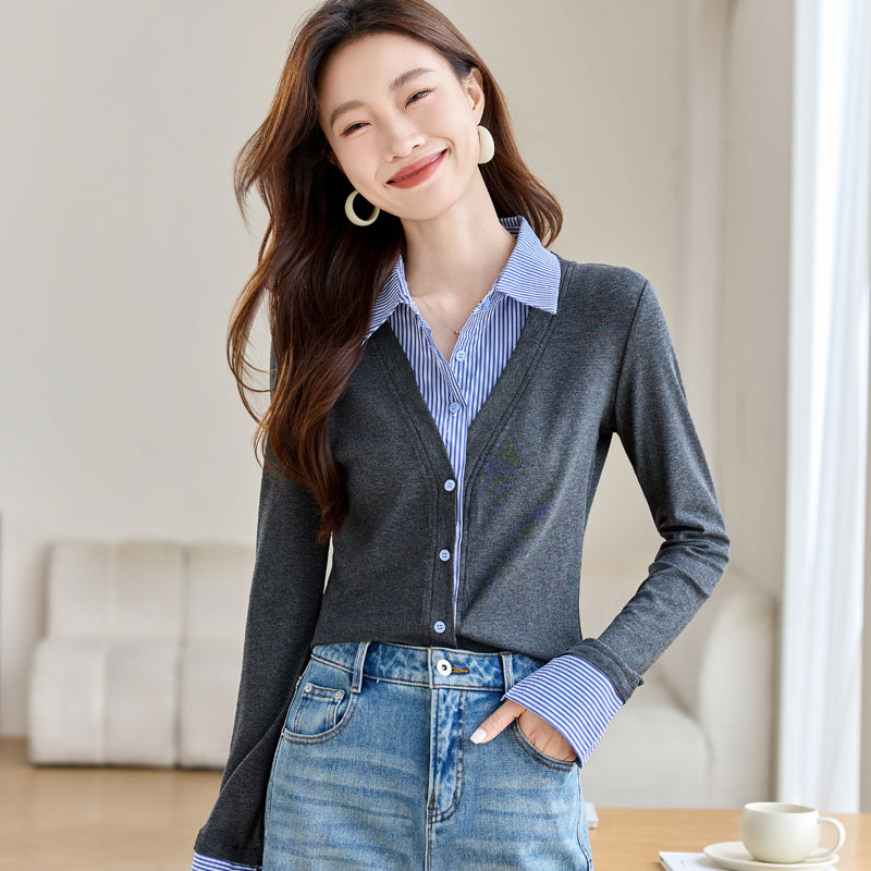 Lazy splice shirt temperament sweater for women