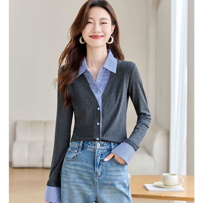 Lazy splice shirt temperament sweater for women