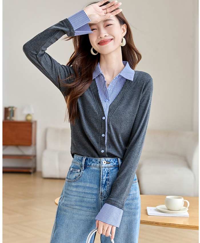 Lazy splice shirt temperament sweater for women