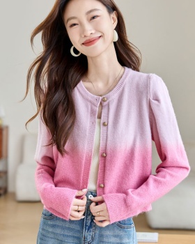 Autumn and winter cardigan pink sweater for women