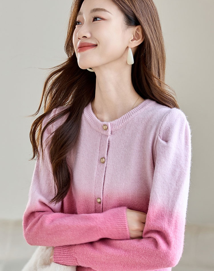 Autumn and winter cardigan pink sweater for women