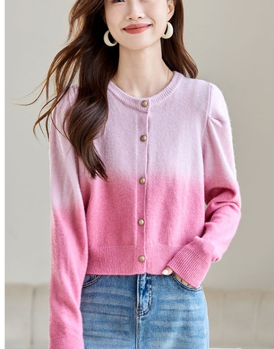 Autumn and winter cardigan pink sweater for women