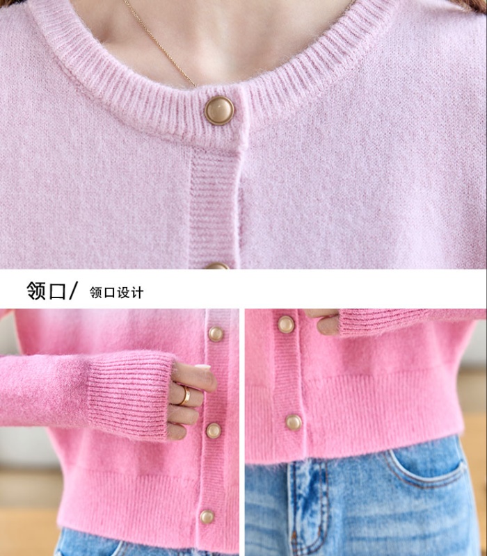 Autumn and winter cardigan pink sweater for women