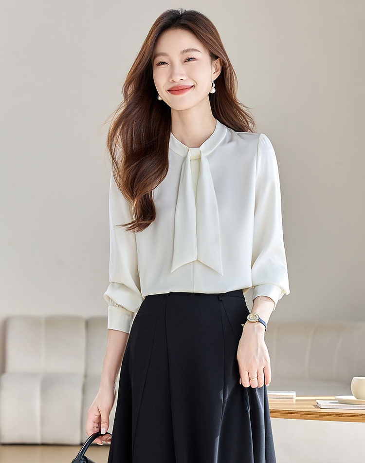 France style frenum satin long sleeve shirt for women