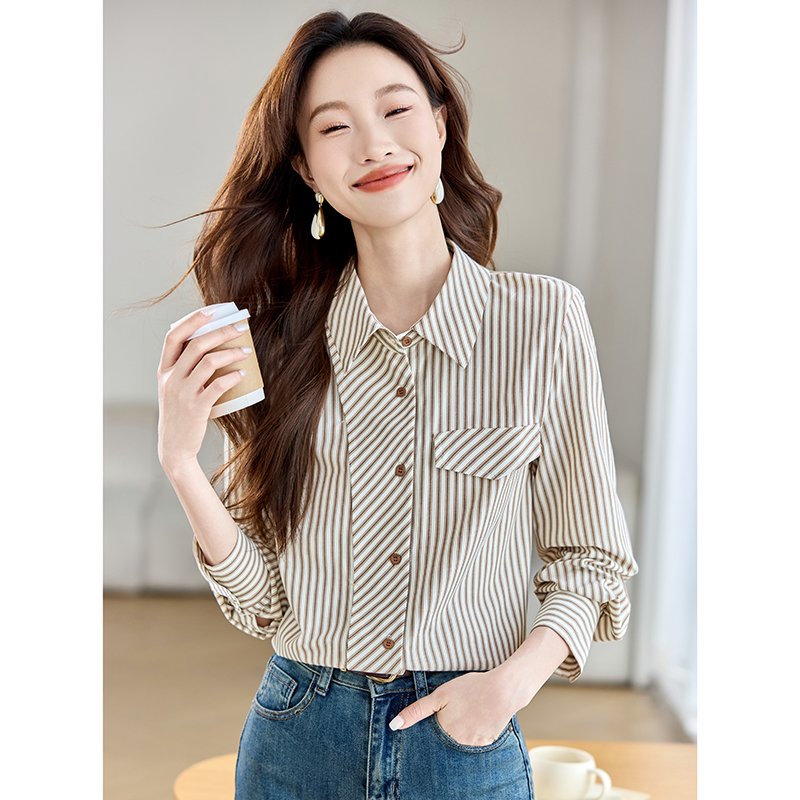 Loose France style shirt simple tops for women